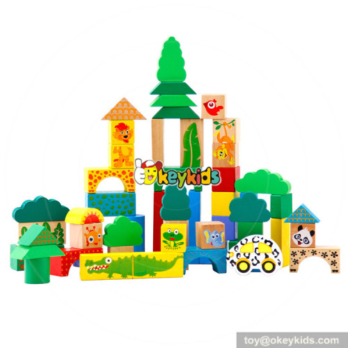 Wholesale 128 pcs wooden building blocks set toy customize baby wooden building blocks set toy W13B029