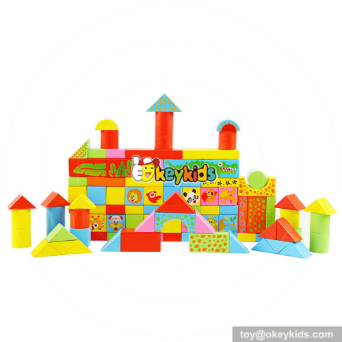 Wholesale 200 pcs wooden building bricks toy creative baby indoor wooden building bricks toy W13B030