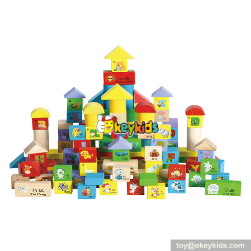Wholesale 100 pcs toddler wooden play building blocks math kids play building blocks toy W13B035