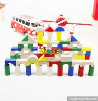 wholesale colorful 80 pieces kids wooden toy connecting building blocks best sale children wooden building blocks W13A137