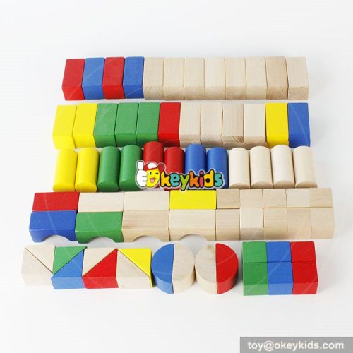 wholesale colorful 80 pieces kids wooden toy connecting building blocks best sale children wooden building blocks W13A137