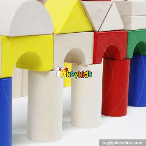 wholesale colorful 80 pieces kids wooden toy connecting building blocks best sale children wooden building blocks W13A137