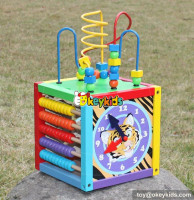 Okeykids Multi-function toddlers wooden activity cube toy for preschoolers W11B137