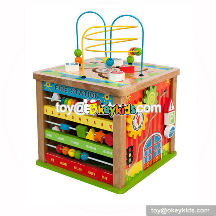 wooden activity cube toy