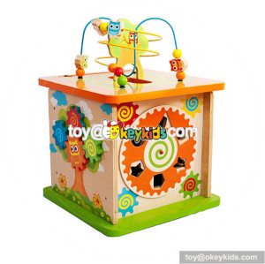 new design educational activity cube wooden toddler learning toys W11B146