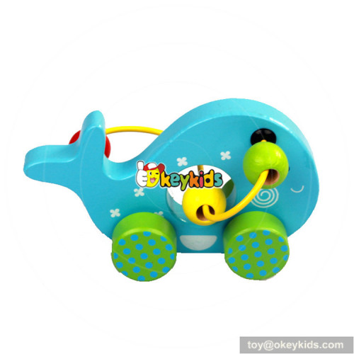 Hot sale educational bead maze toy cars wooden baby push toys W11B149