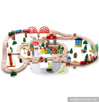 wholesale cheap 120 pcs kids educational construction toy wooden train tracks W04C074