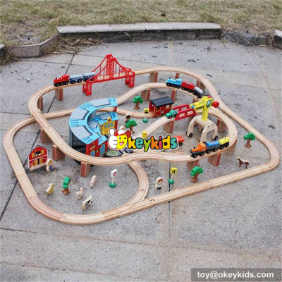 wholesale cheap 142 pcs kids construction toy wooden train track toy W04C072