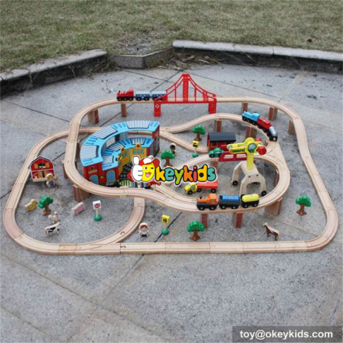 wholesale cheap 142 pcs kids construction toy wooden train track toy W04C072