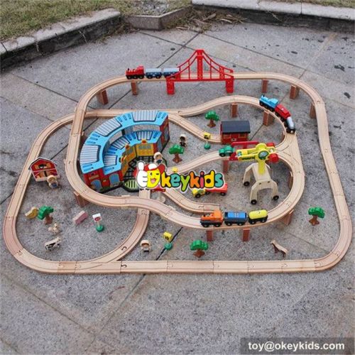 wholesale cheap 142 pcs kids construction toy wooden train track toy W04C072