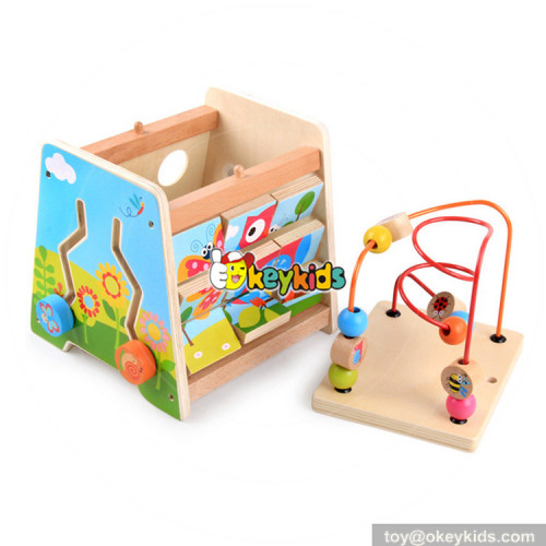 Wholesale wonderful wooden toddler activity cube toy for training baby's hand skill W11B154
