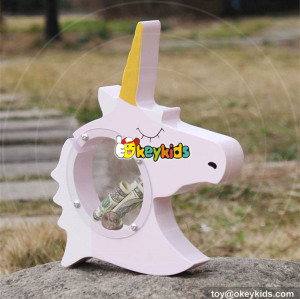 wholesale new fashion cute wooden unicorn piggy bank for kids W02A257