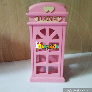 Wholesale high quality kids wooden pink piggy bank for sale W02A267