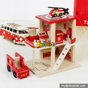 Okeykids Best play wooden mini toy fire station for children W04B030