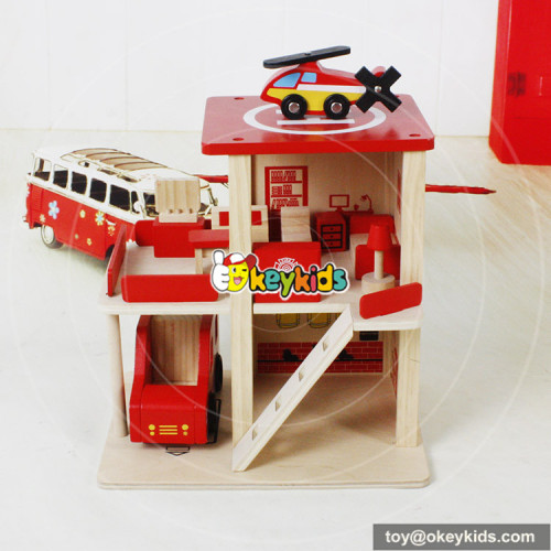 Okeykids Best play wooden mini toy fire station for children W04B030