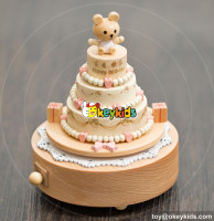 high quality happy birthday cake wooden girls music box  for sale W07B055