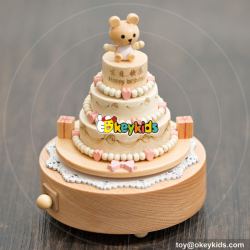 high quality happy birthday cake wooden girls music box  for sale W07B055