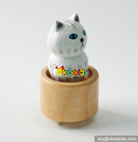 Wholesale most popular wooden cat shaped music box as gift W07B058
