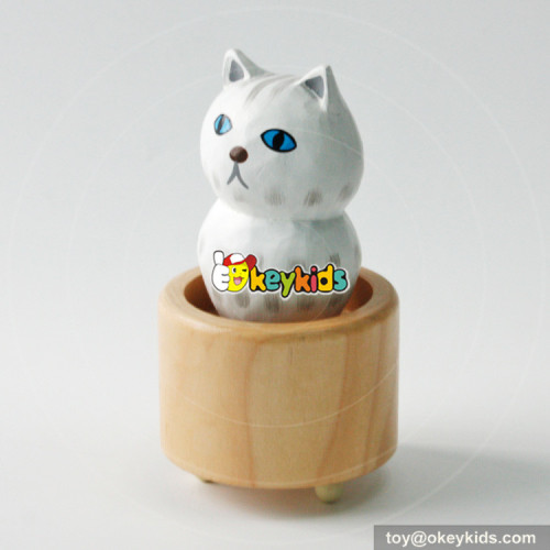 Wholesale most popular wooden cat shaped music box as gift W07B058