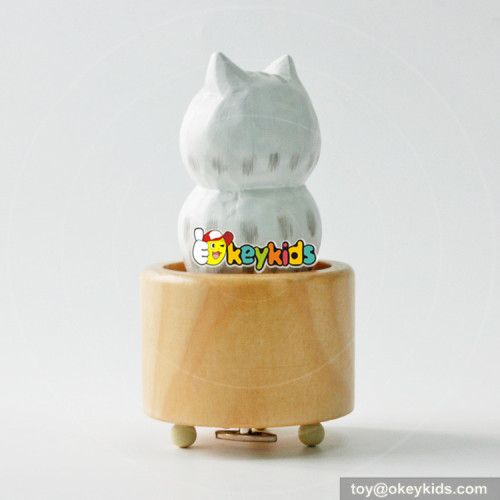 Wholesale most popular wooden cat shaped music box as gift W07B058