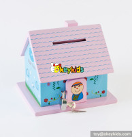 Wholesale top quality wooden house money box for storing coins W02A278