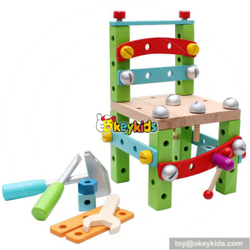 wholesale top fashion 3D chair children wooden assembling toys for sale W03C016