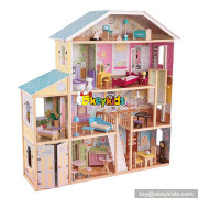 Okeykids 32 furniture pieces luxurious girls wooden doll house toys W06A217