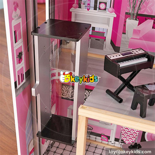 wholesale 30 furniture pieces children wooden giant doll house new style kids pretend play wooden giant doll house W06A222