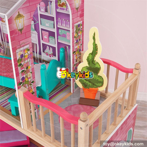 wholesale best kids wooden elegant doll house set new design big size wooden doll house set with furniture W06A227