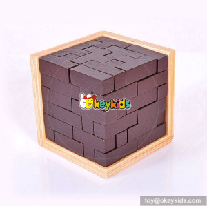 Wholesale top fashion educational wooden unlocked 3d cube puzzle toy for children W11C027