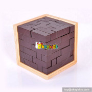 Wholesale top fashion educational wooden unlocked 3d cube puzzle toy for children W11C027