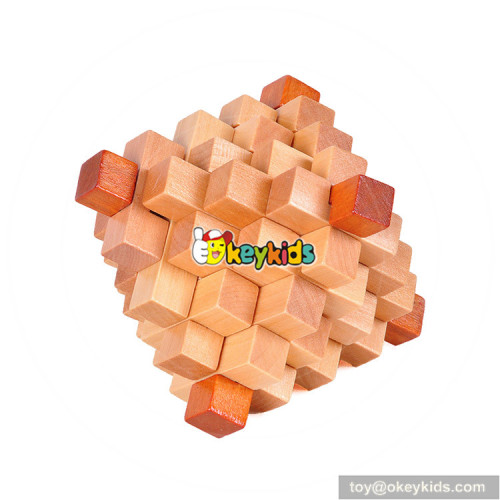 Wholesale traditional wooden 3d Luban lock puzzle for children brain W11C033