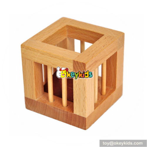 Wholesale most popular children wooden 3d puzzle cube toy W11C038