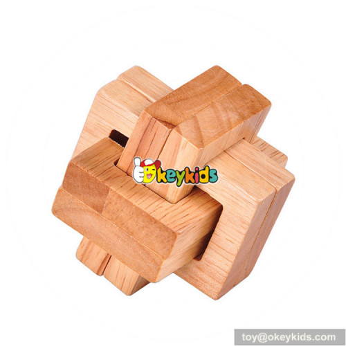 Wholesale vintage style wooden cube puzzle toy for skill training W11C041