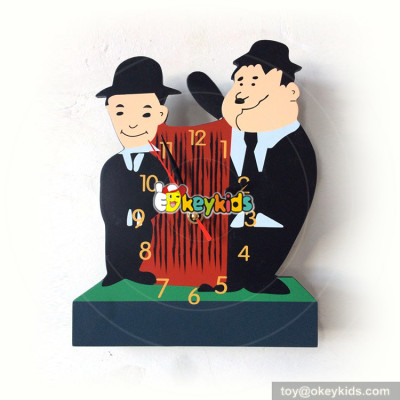 wholesale preschool flamingo pattern wooden teaching wall clock for sale W14K022