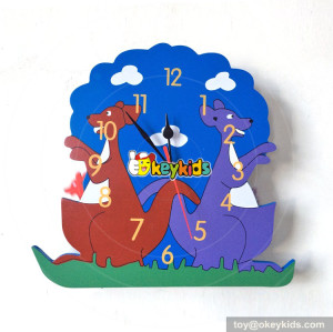 best educational kids wooden puzzle alarm clock for sale W14K024
