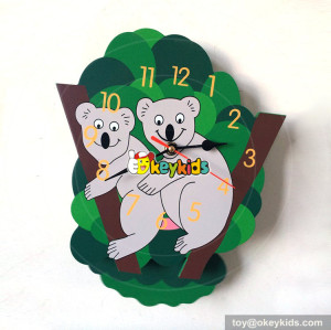 used in kindergarten interesting wooden animals wall clock W14K040