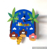 personalised creative monkey wooden boys alarm clock for sale W14K042