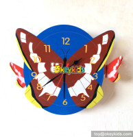 beautiful fashion wooden kids butterfly wall clock for in living room W14K044