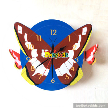 beautiful fashion wooden kids butterfly wall clock for in living room W14K044