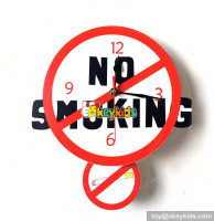 creative customized wooden NO SMOKING warning wall clock for in public area W14K045