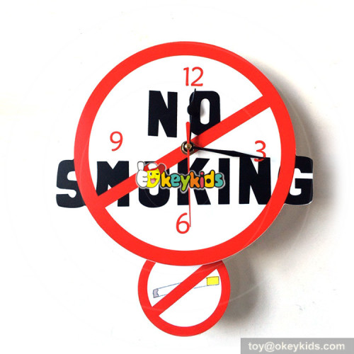 creative customized wooden NO SMOKING warning wall clock for in public area W14K045