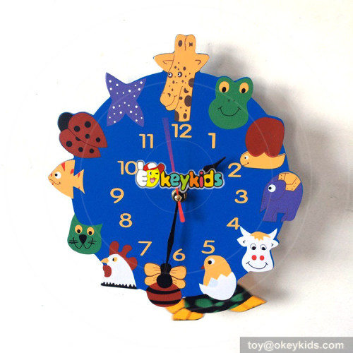 lovely style wooden animals wall clock for girls bedroom W14K046