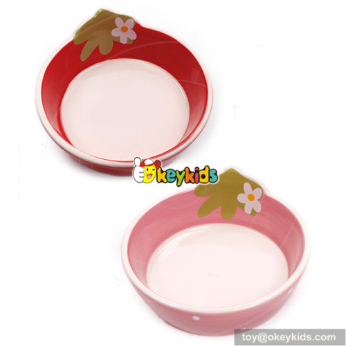 best sale animal wooden pet ceramics bowl for red/pink W06F015