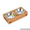 New design pet food water feeder bamboo wooden dog bowls W06F059