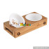 New design pet food water feeder bamboo wooden dog bowls W06F059
