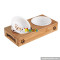 New hottest unique wooden dog feeder with 2 bowls W06F060