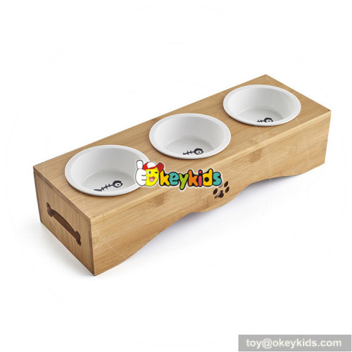 New hottest unique wooden dog feeder with 2 bowls W06F060