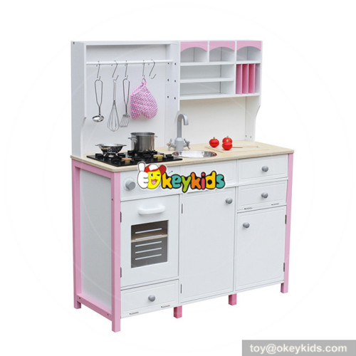 wholesale hottest sale girls pretend play toys wooden pink toy kitchen W10C281