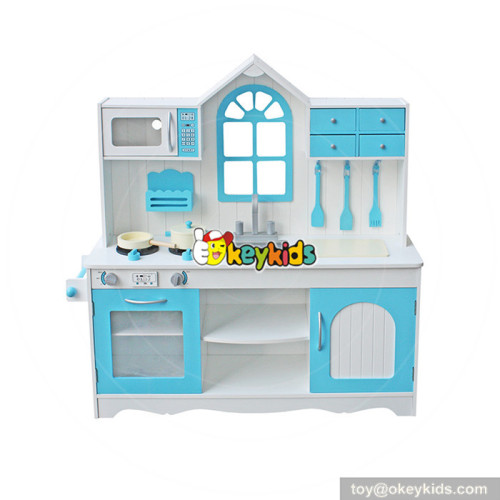 Okeykids creative house shaped role play wooden kitchen toy set for kids W10C346